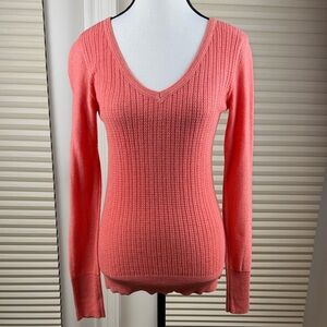 Mossimo Supply Co. Sweater Cotton Coral Ribbed V-Neck Women's Size M